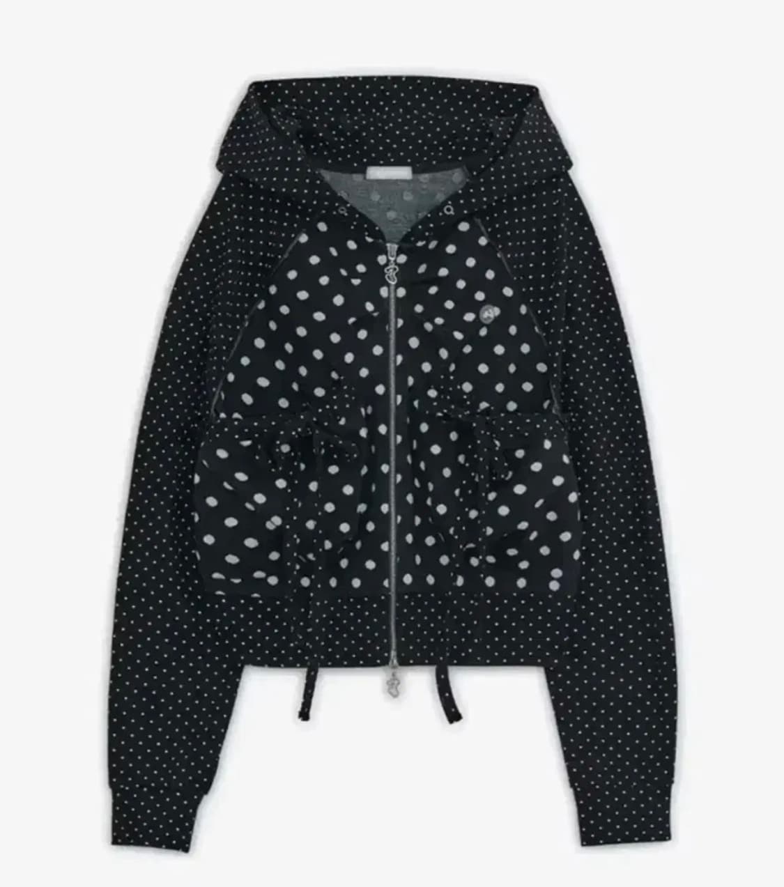 허그유어스킨 도트 빅 포켓 후디 집업 블랙 상품이미지1