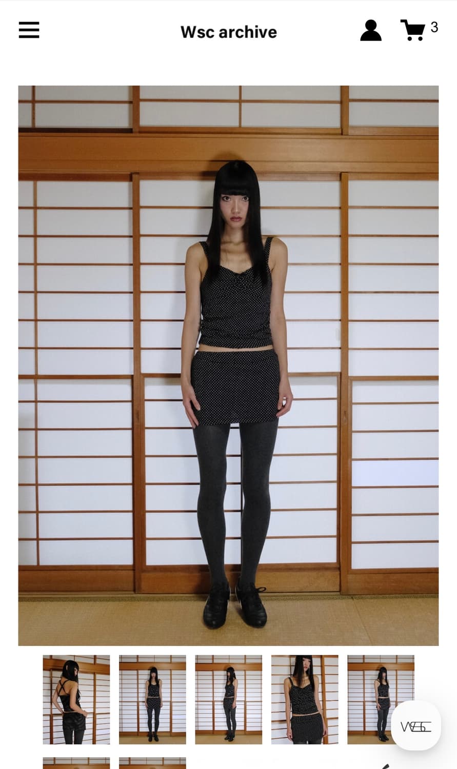 wsc아카이브 도트 셔링 탑, 도트 스커트 사이즈1 상품이미지1
