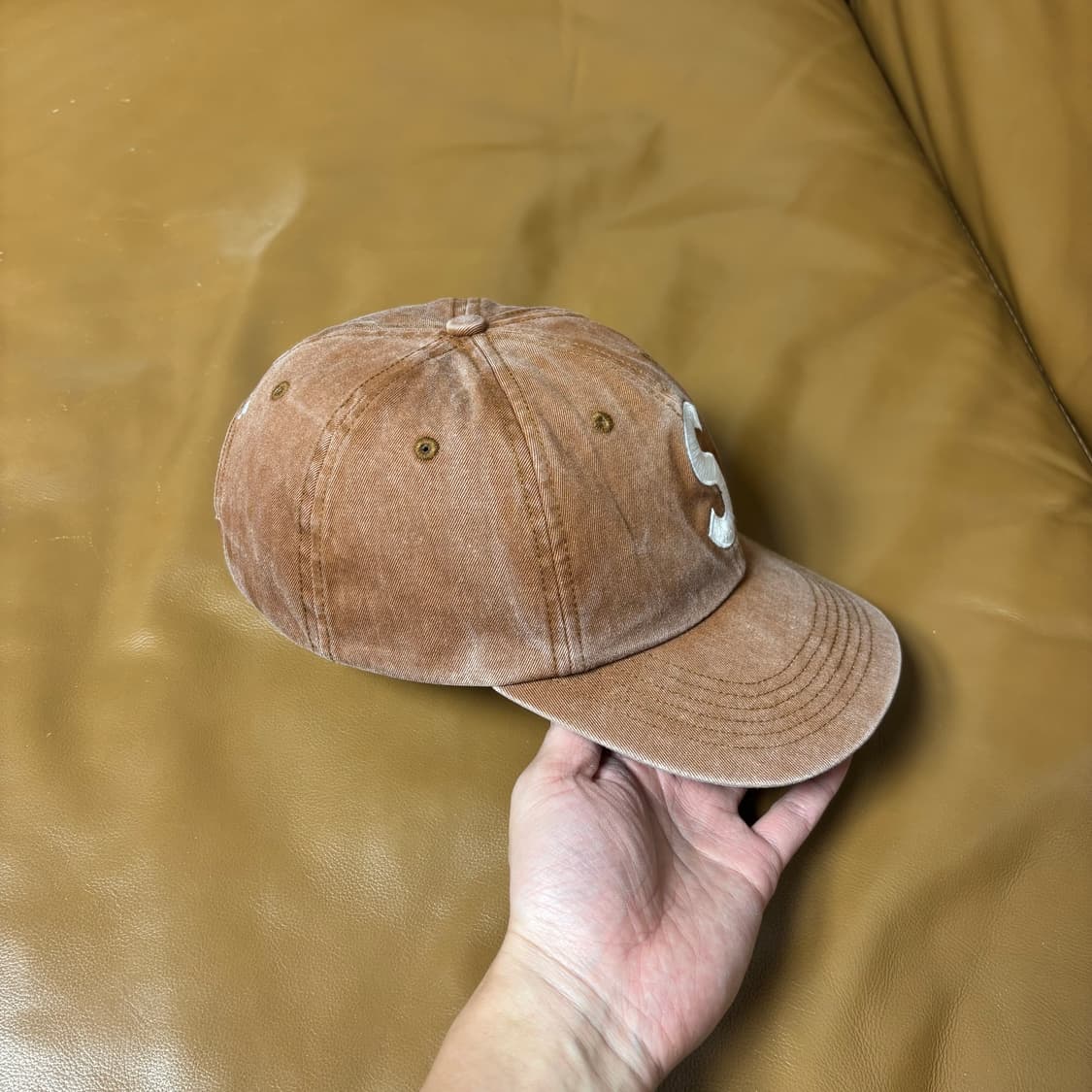 슈프림 S로고 6패널 볼캡 모자 피그먼트 탄 상품이미지3