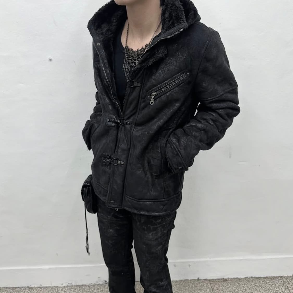 Waxed mouton hood jacket 상품이미지2