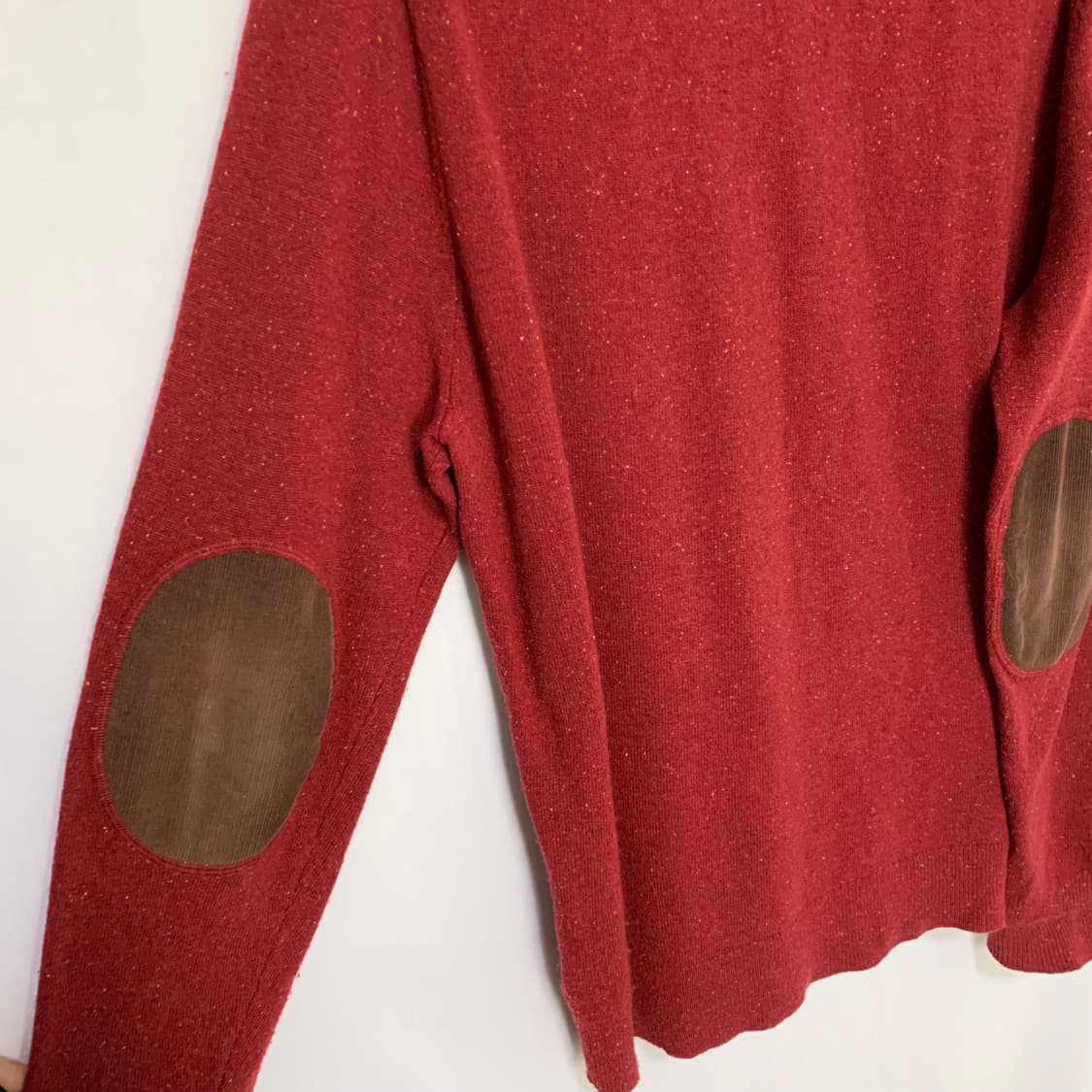 타미힐피거 코듀로이 배색 패치 모크넥 니트 집업 버건디 L 상품이미지8