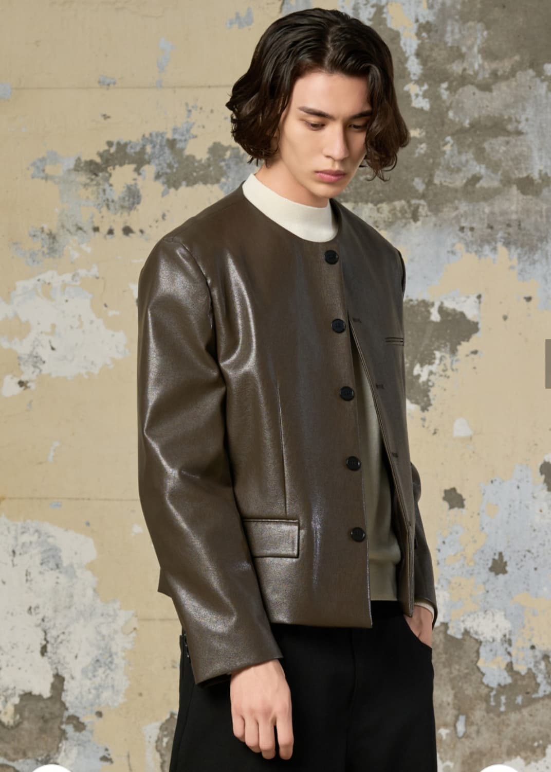 효지/25FW 노카라 크롭 레더자켓/M 상품이미지9