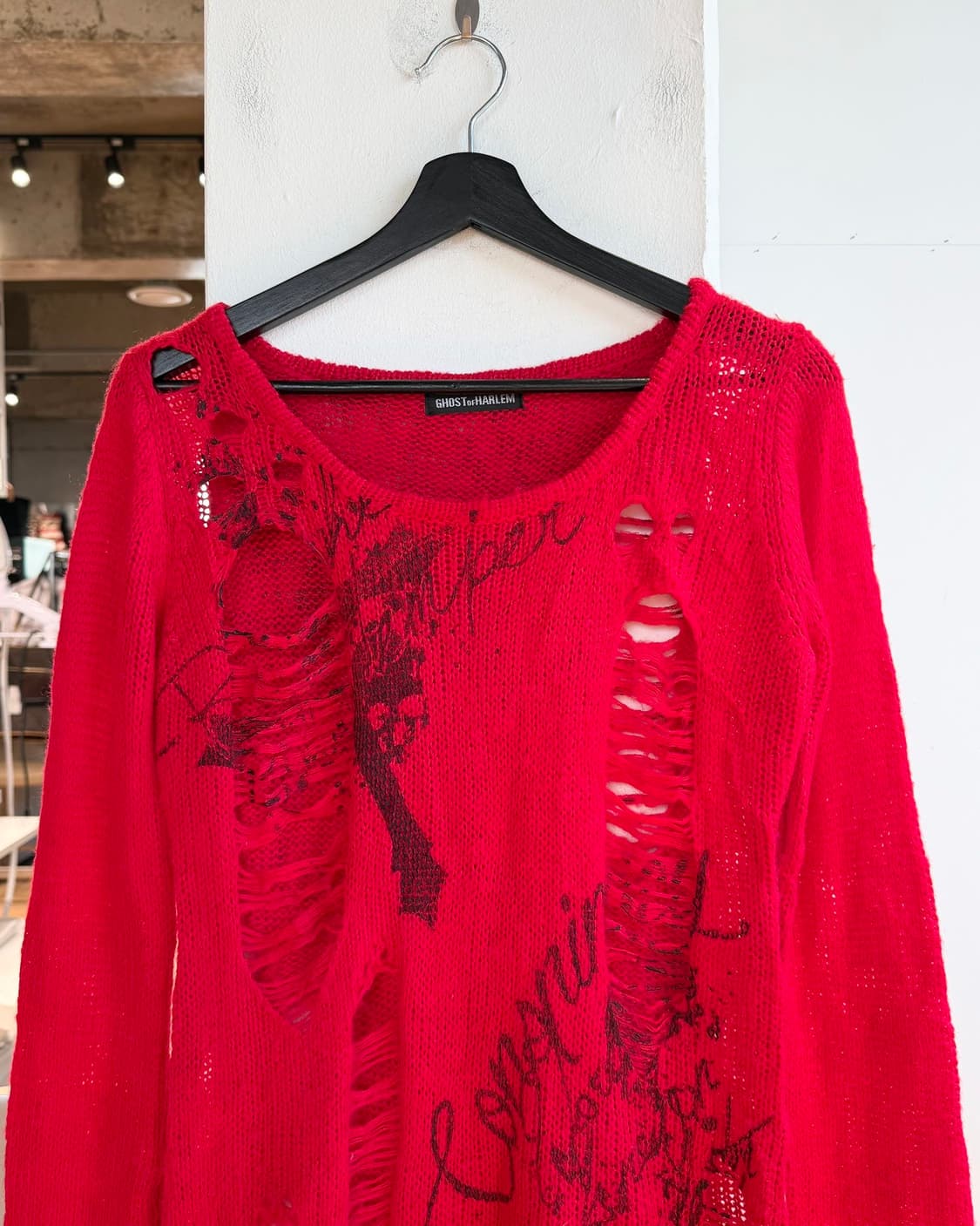 고스트 오브 할렘 레드 디스트레스드 니트  상품이미지3