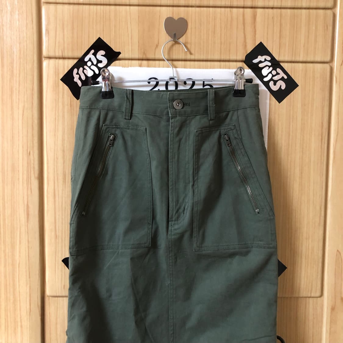 카키 아일렛 롱 스커트  상품이미지2