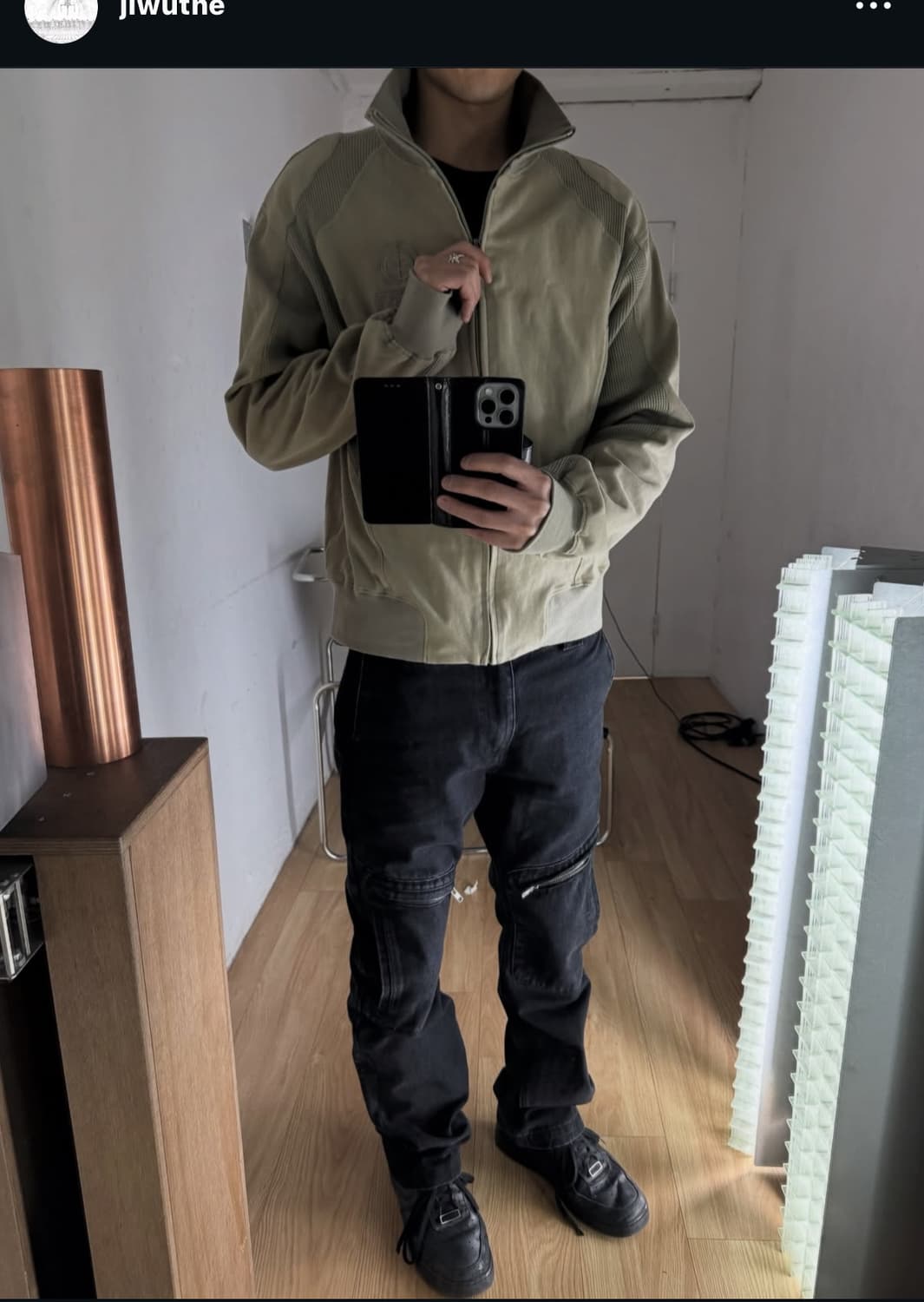 CONTRAST ZIPPED JACKET (KHAKI) 라지 상품이미지1