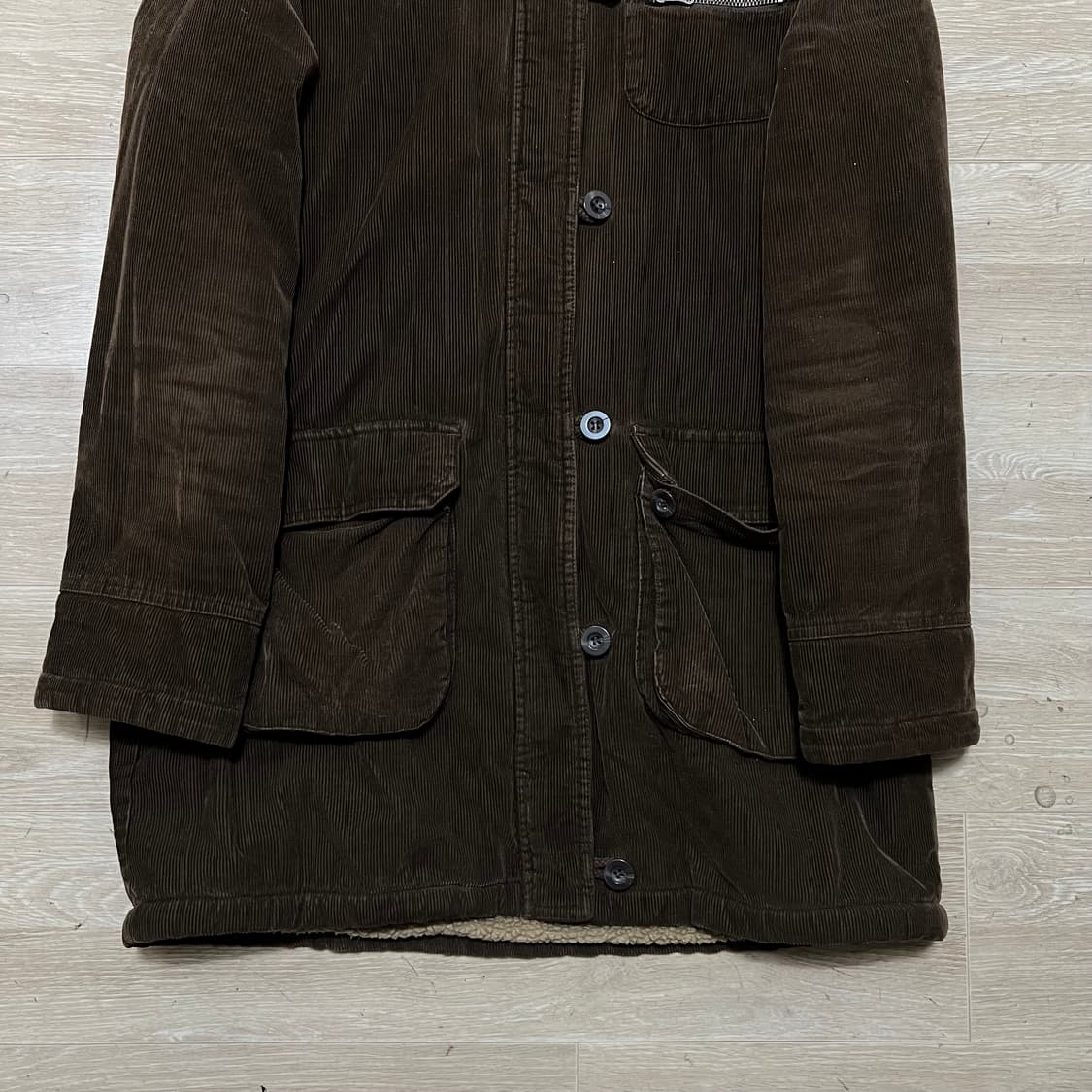 지오다노 코듀로이 양털안감 라쿤퍼 후드 파카 [브라운] L/100 상품이미지3