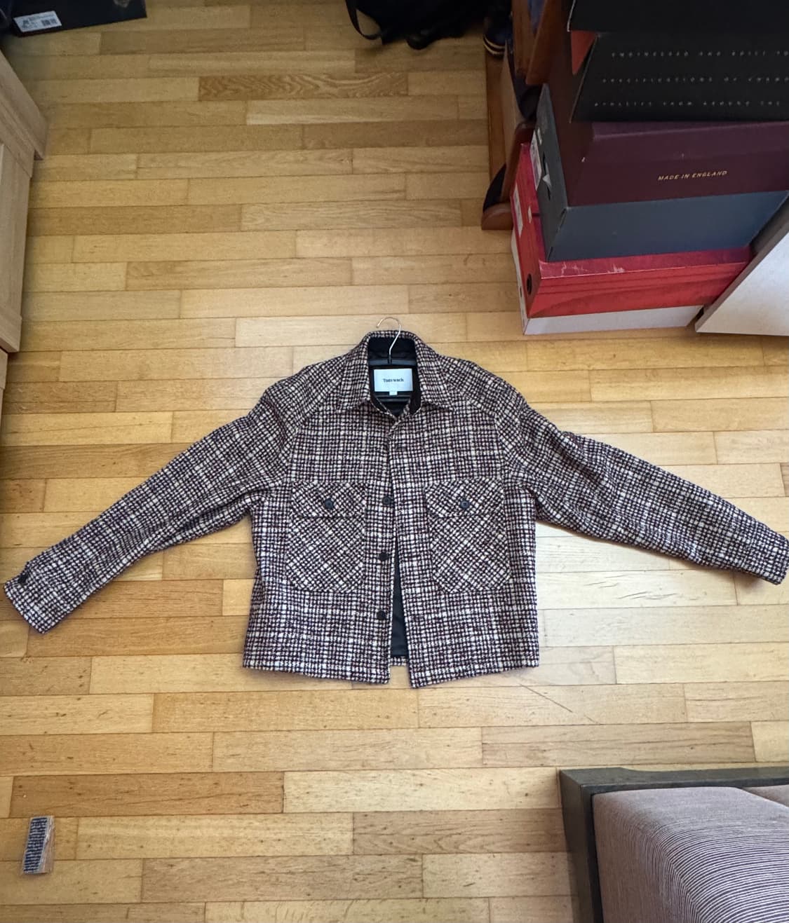 토니웩 울 트위드 자켓(버건디/에크루) 상품이미지1