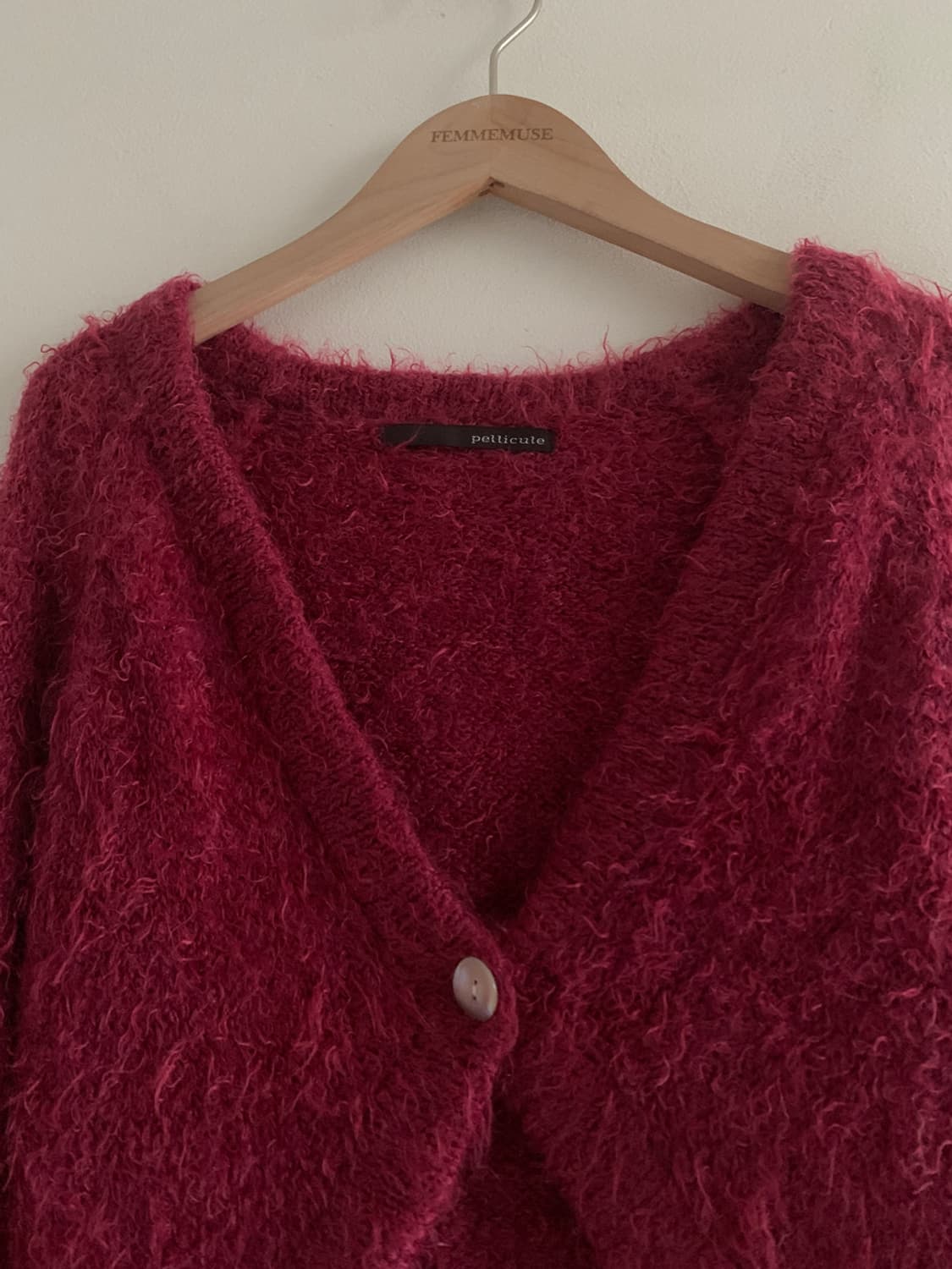 Fur One Button Crop Cardigan 상품이미지4