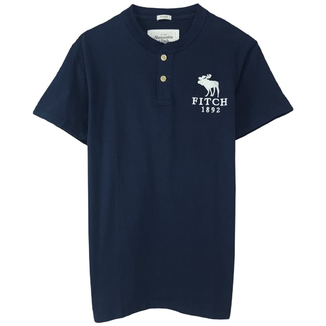 [아베크롬비] 로고 패치 슬림핏 헨리넥 반팔티 네이비 M20194 상품이미지2