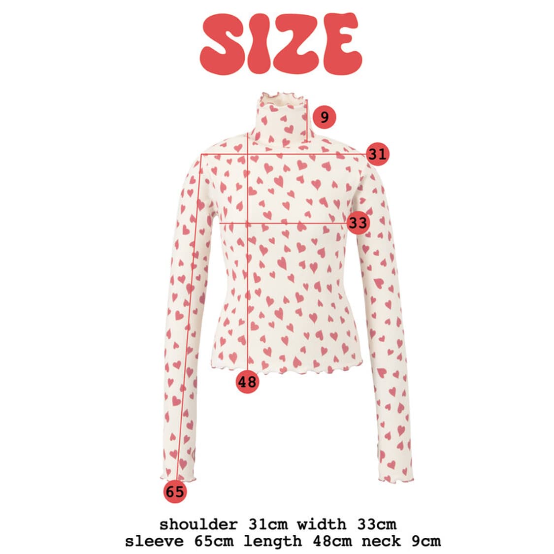 민지에나 하트 터틀넥 티셔츠 상품이미지10