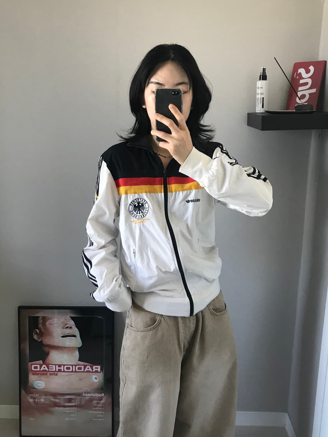 아디다스 00년대 올드스쿨 독일 국대 바람막이 져지 자켓 상품이미지4