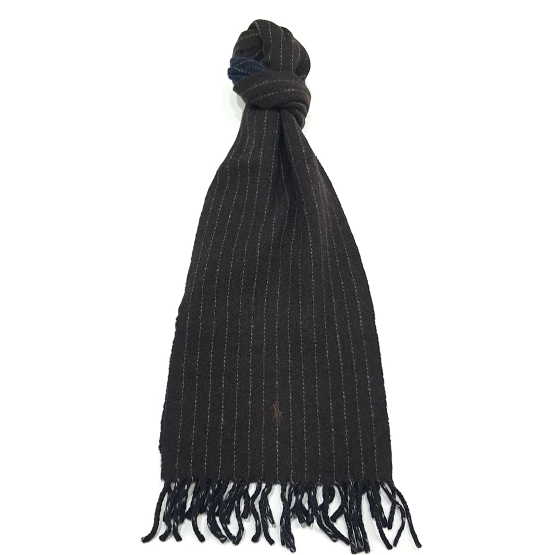 MX291 폴로 랄프로렌 브라운 네이비 스트라이프 양면 목도리 머플러 상품이미지1