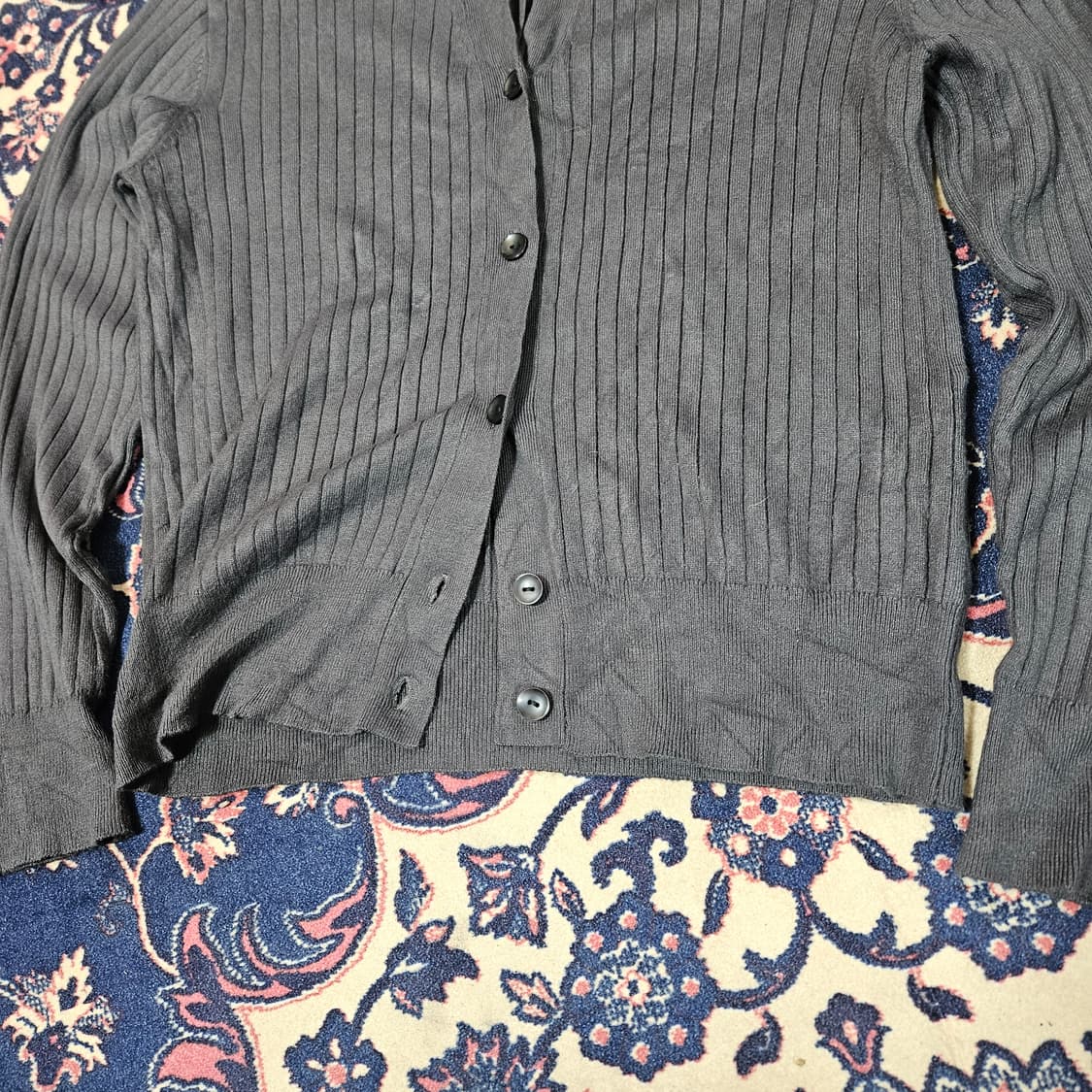 (미사용) 로페피크닉 in Japan 레이온 차콜 풀버튼 가디건 40 상품이미지3