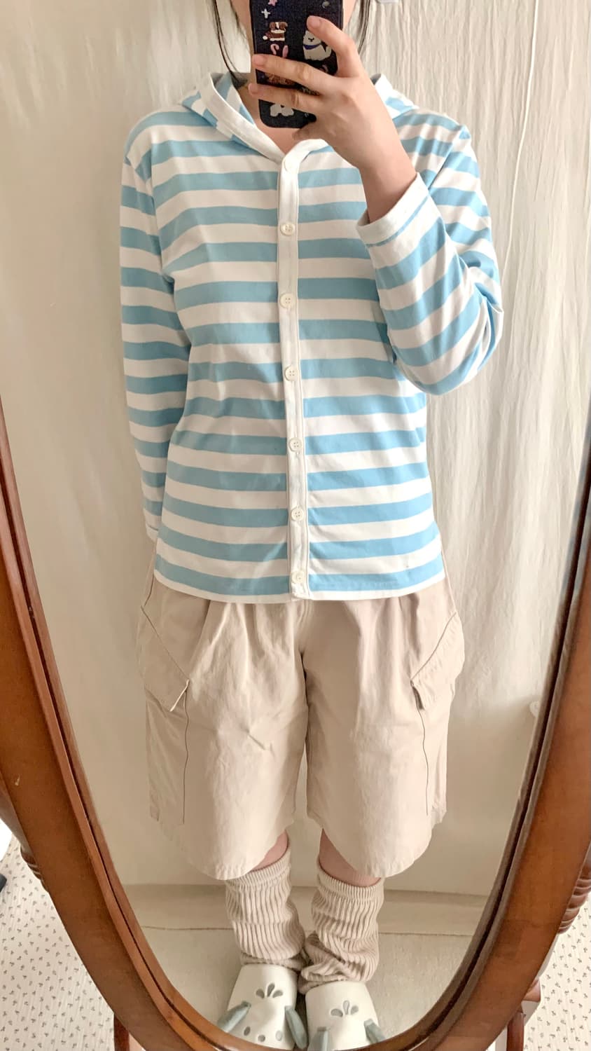 하늘 스트라이프 후드 가디건 상품이미지8