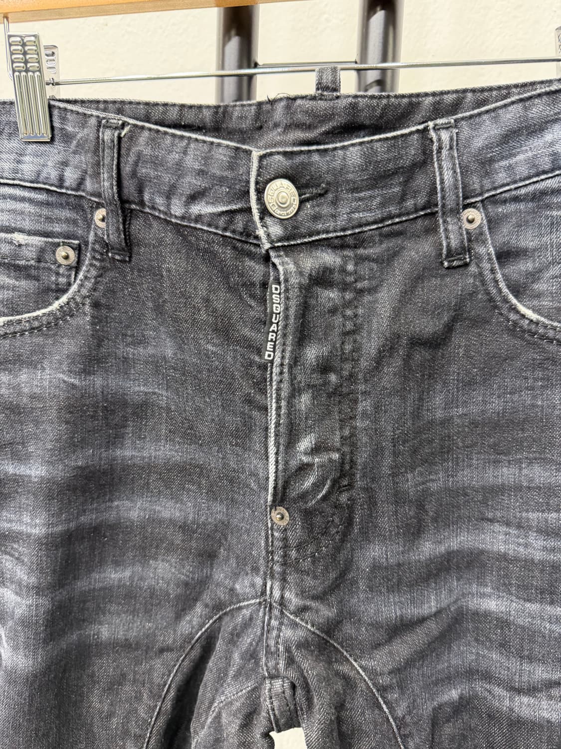 정품) 디스퀘어드 더블지퍼 슬림 바이커진 청바지 46 상품이미지4