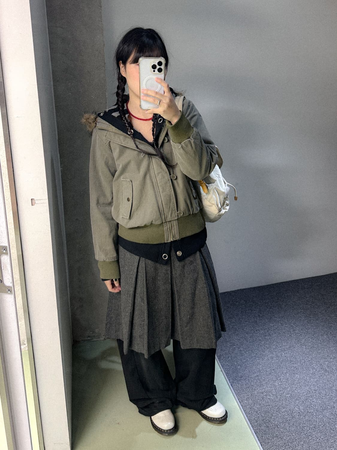 khaki fur trimming n2b jacket 상품이미지2