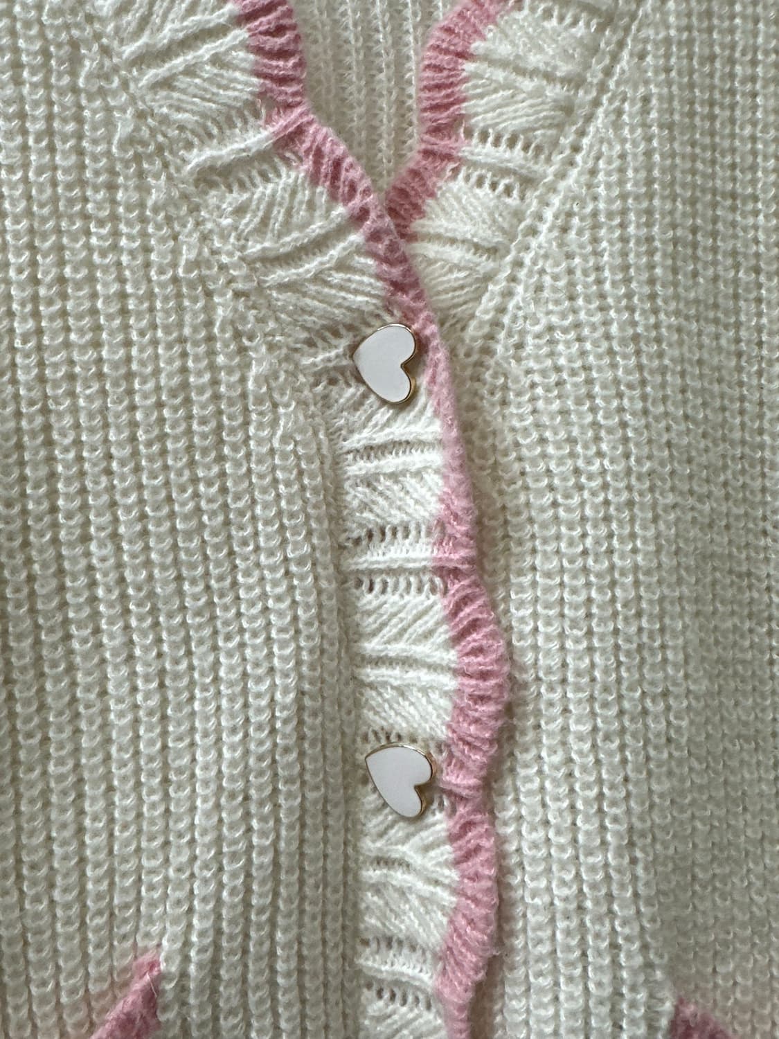 일본빈티지 핑크 스캘럽 하트버튼 니트 포켓 가디건 상품이미지2