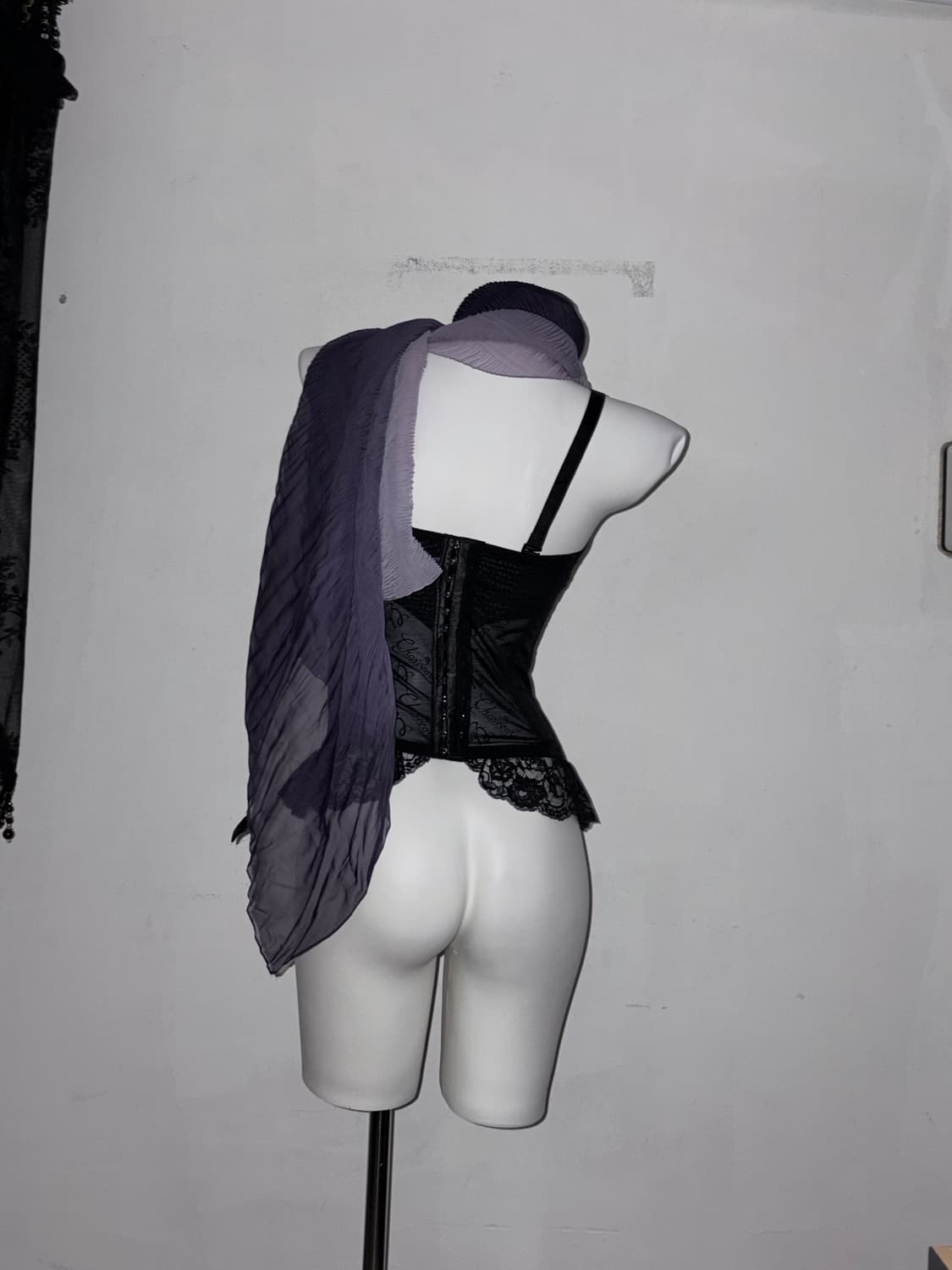 희귀 퍼플 그라데이션 쉬폰 목도리 고스 로리 다크로맨틱 보라 상품이미지5