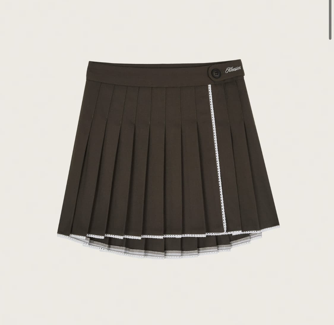 [새상품] 클리시어 크레페 레이스 플리츠 스커트 브라운 M 상품이미지1