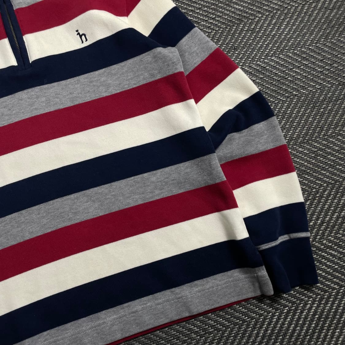 Hazzys 스트라이프 니트 카라 긴팔 반집업 티셔츠y 4730 상품이미지4