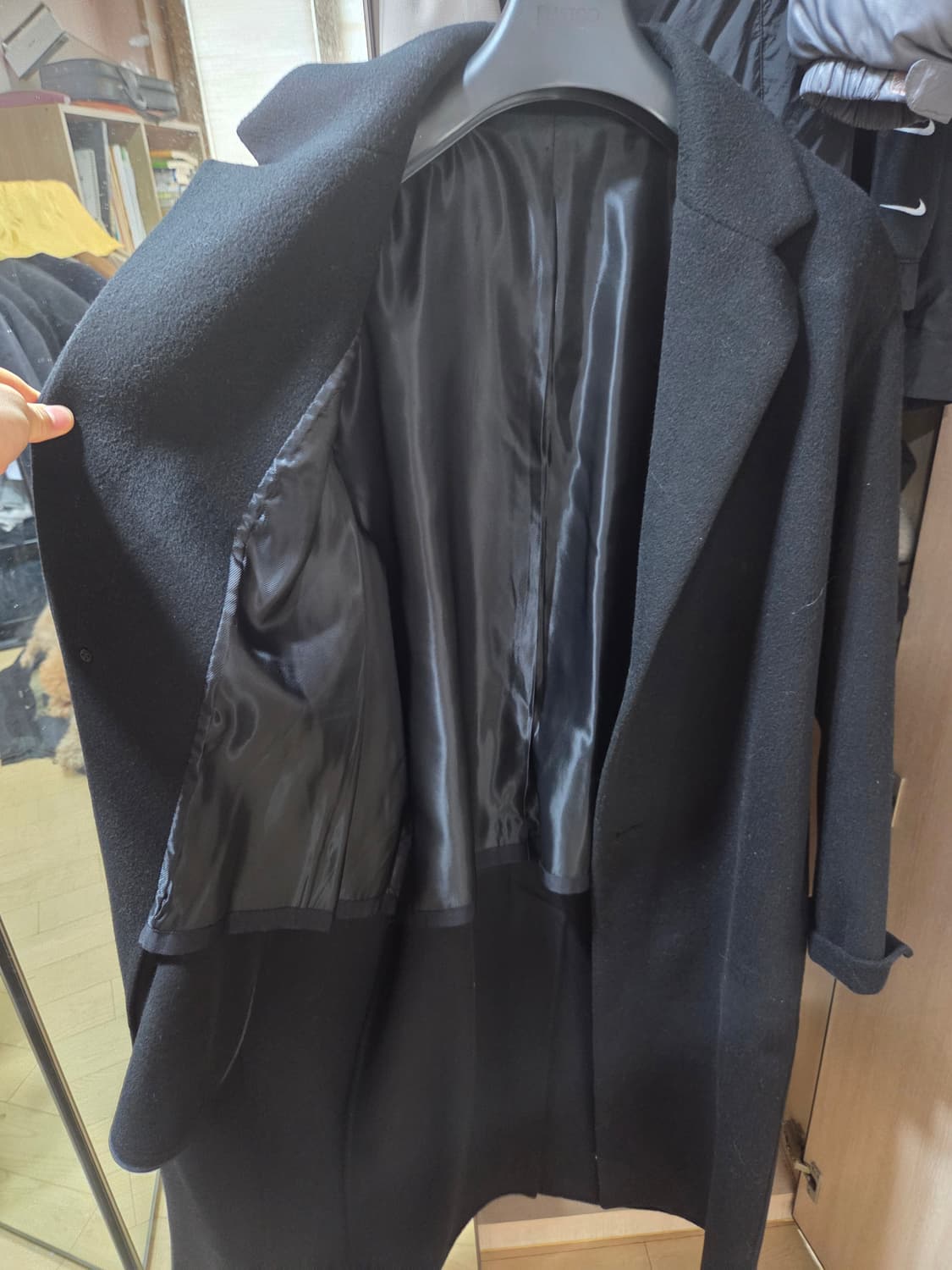 솔리드옴므 블랙 울캐시 코트 상품이미지5