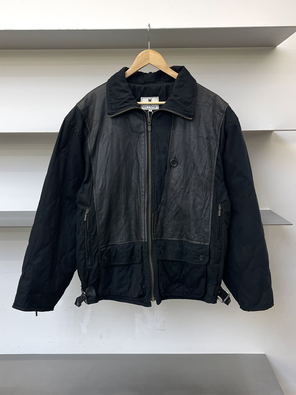 올리버 90s 레더 도킹 퀼티드 자켓 상품이미지1
