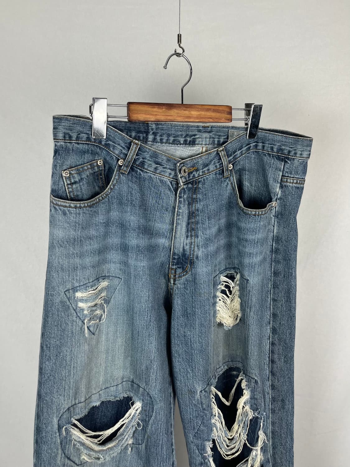 Vintage 데미지 연청 와이드핏 데님팬츠  상품이미지3