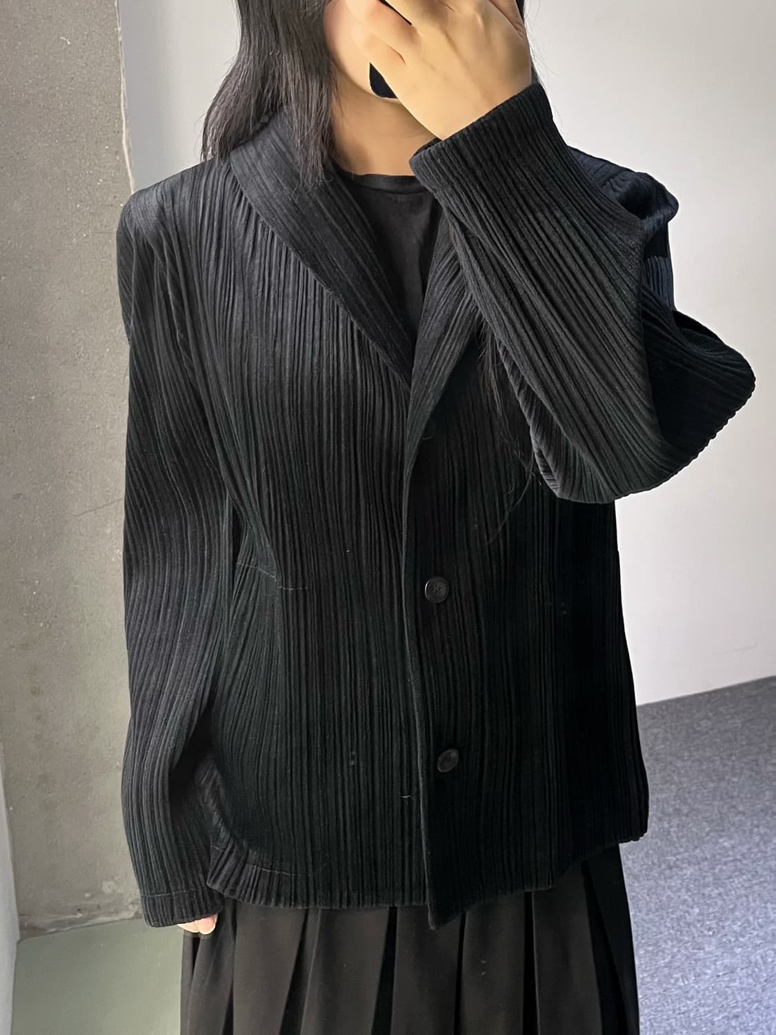 플리츠 플리즈 숄 카라 벨루어 블레이저 상품이미지2