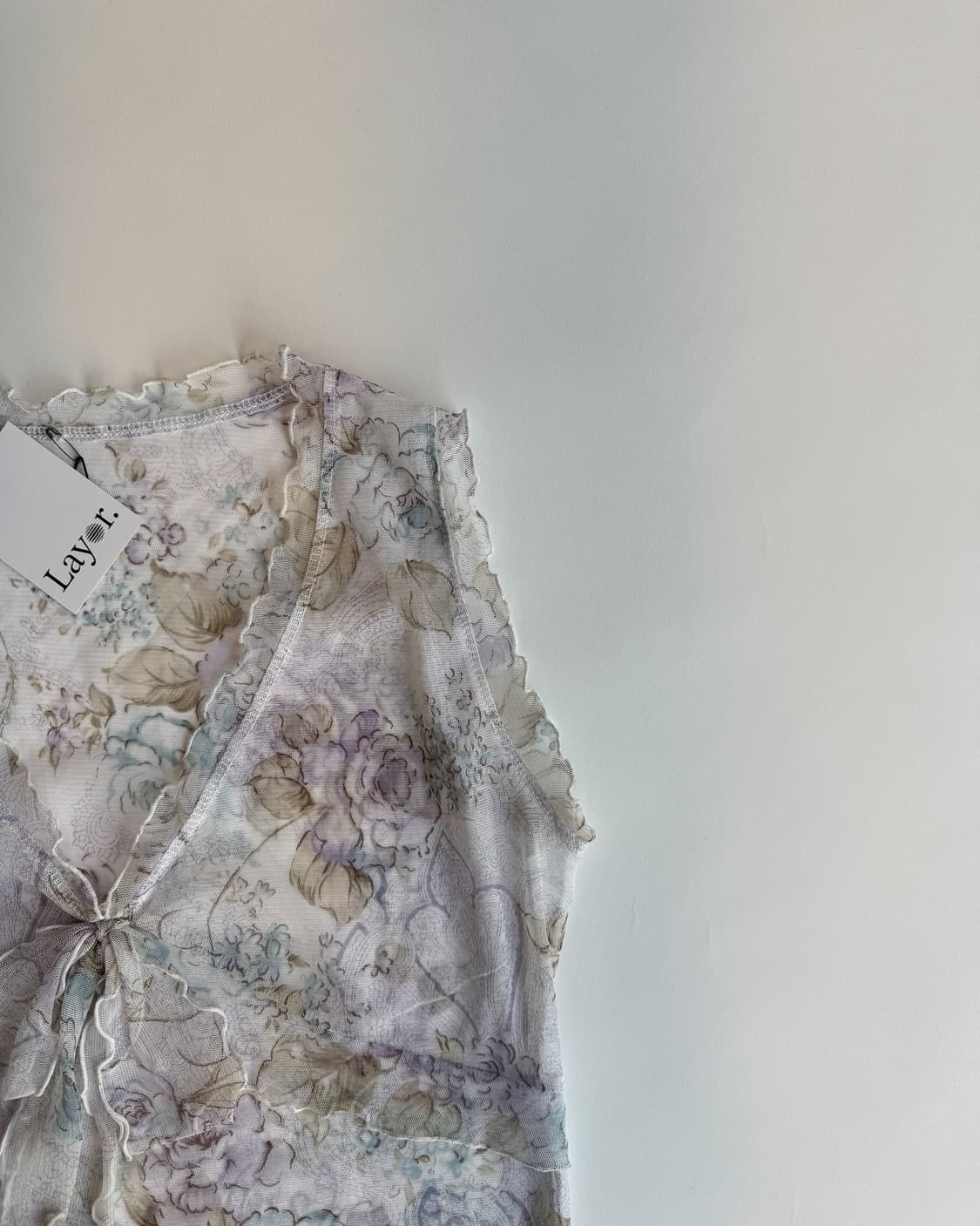 Floral Mesh Tie-Front Vest 상품이미지3