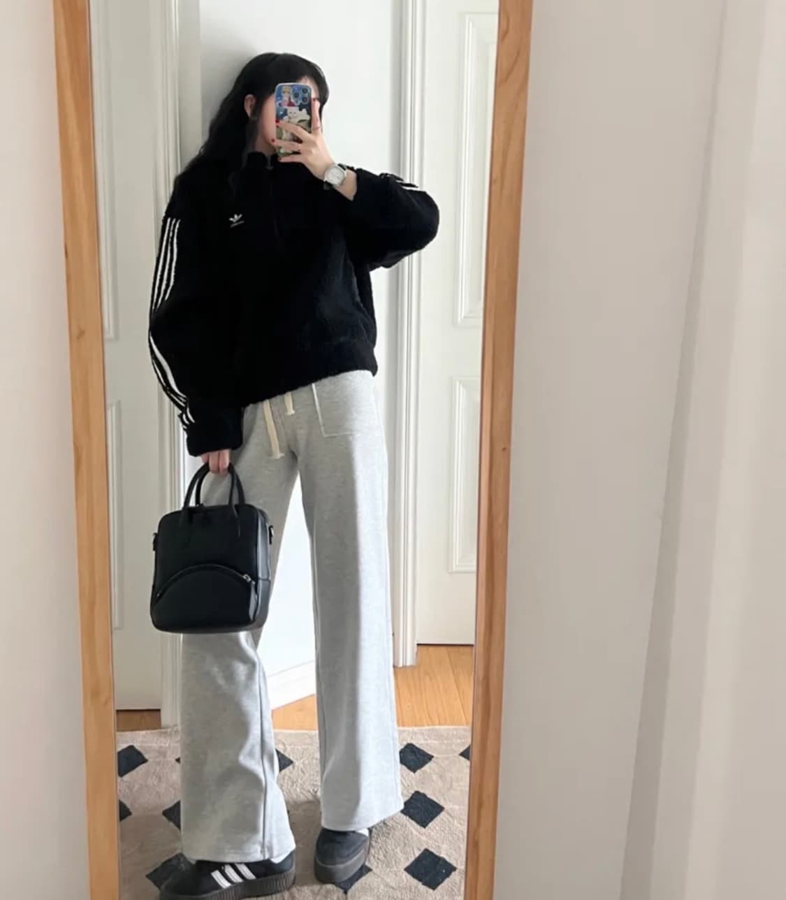 아디다스 삼선 하프 집업 폴리스 블랙 L 상품이미지1