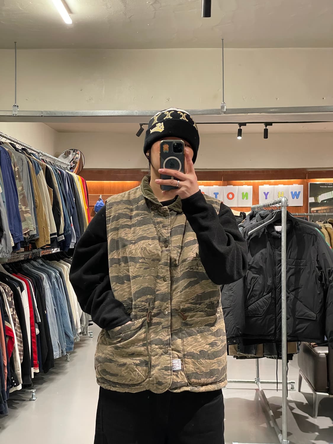 빈티지 타이거 카모 패딩 조끼   상품이미지2