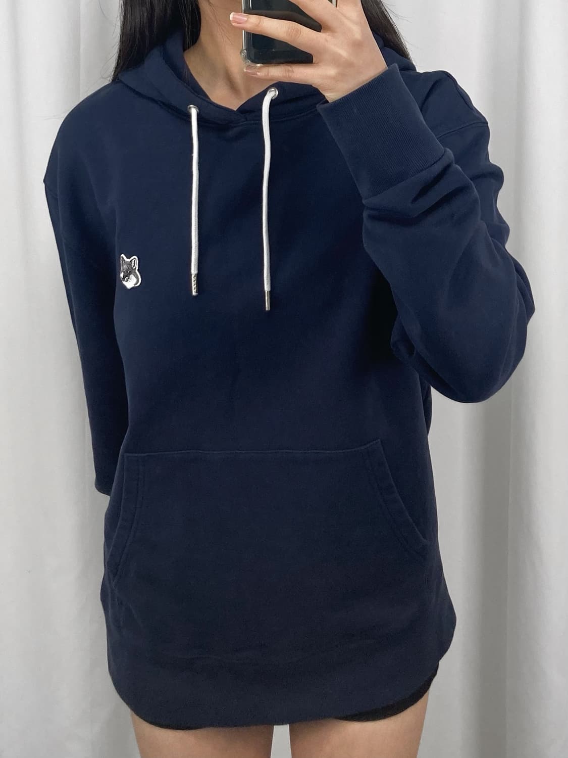 메종키츠네 폭스헤드 네이비 후드티  상품이미지2