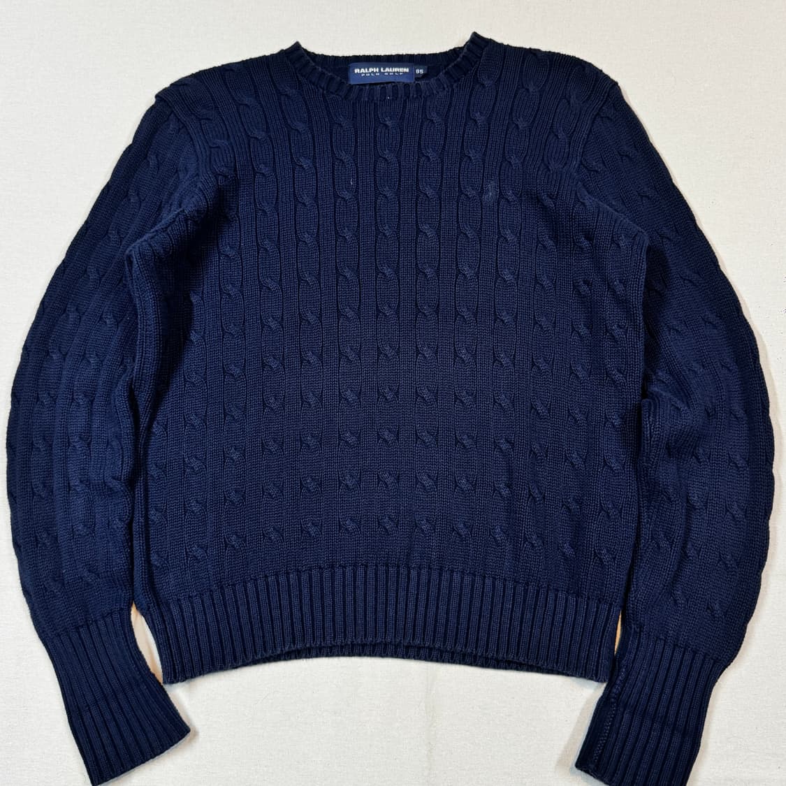 M) 폴로 랄프로렌 코튼 케이블 꽈배기 라운드넥 니트 네이비 상품이미지2