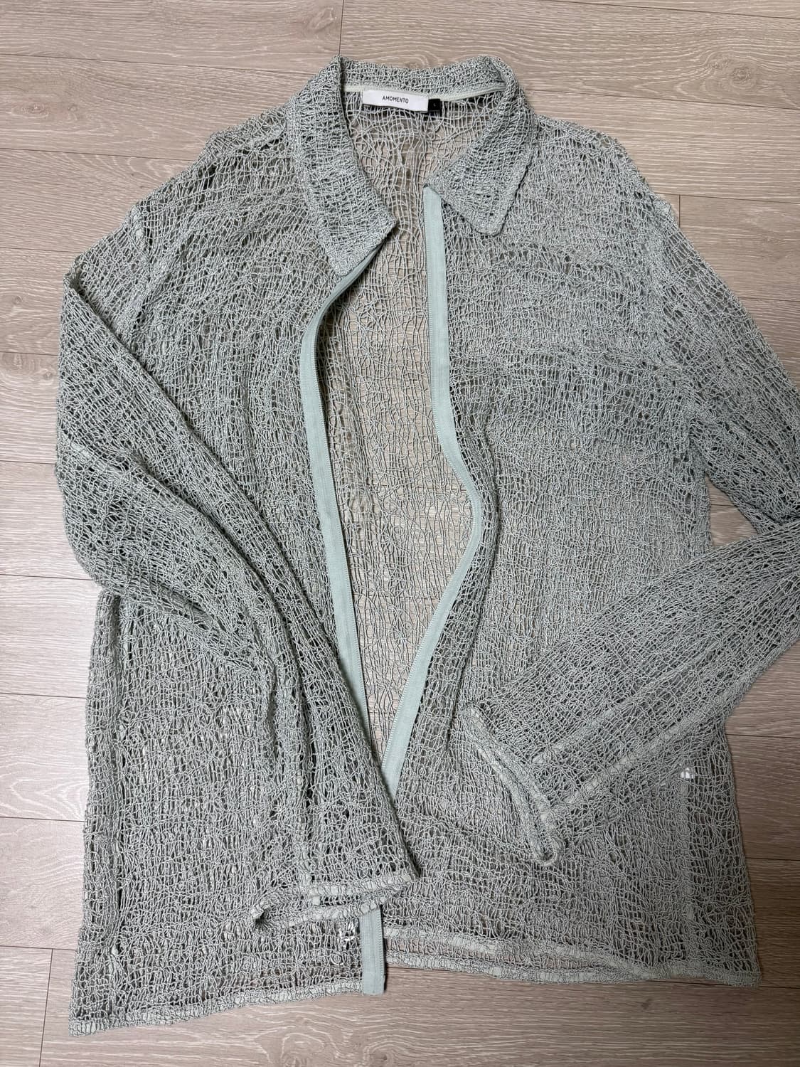 아모멘토 시스루 집업 셔츠 민트 L 상품이미지2