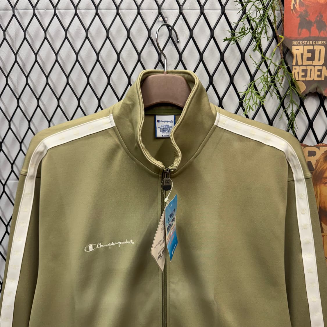 90s 챔피온 재팬 골드윈 져지 사이드 트랙 라인 포인트 카키 상품이미지3