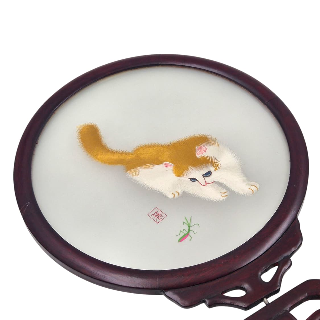 70s 쑤저우 오리엔탈 자수 고양이 우드 장식 상품이미지5