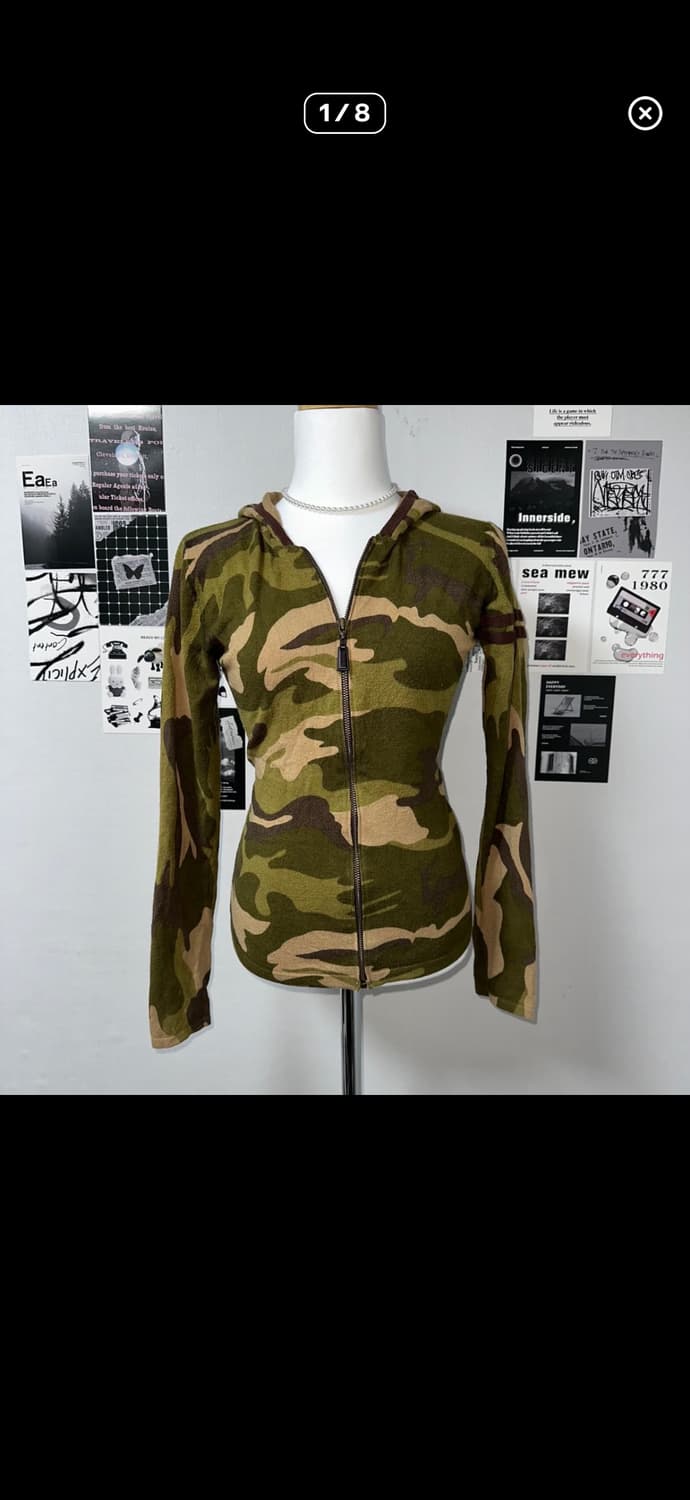 y2k 딱붙 카모 후드집업 상품이미지2