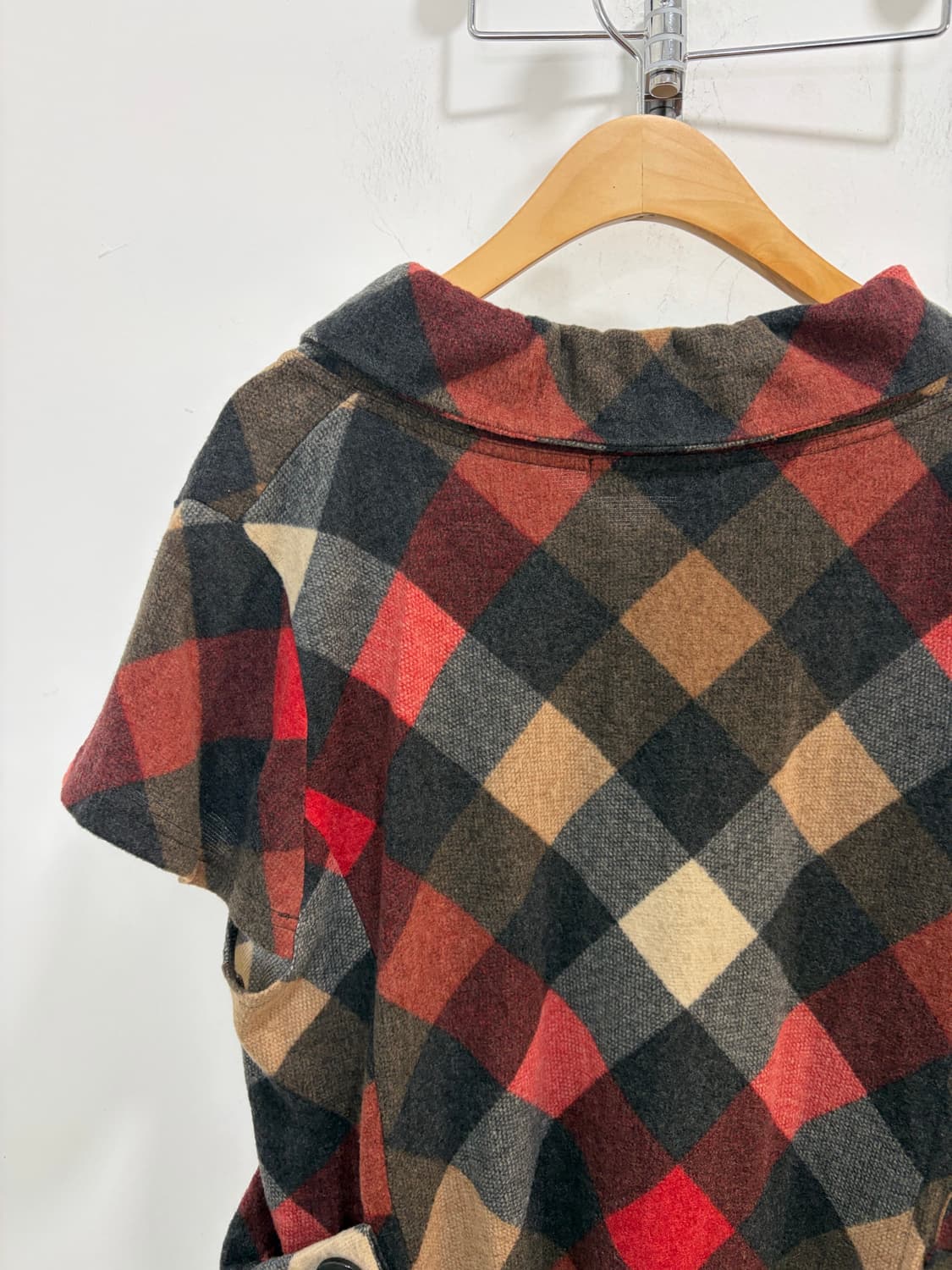 Pursuit De Ideal 단추 체크 레이어드 모리룩 반팔 니트 상품이미지9