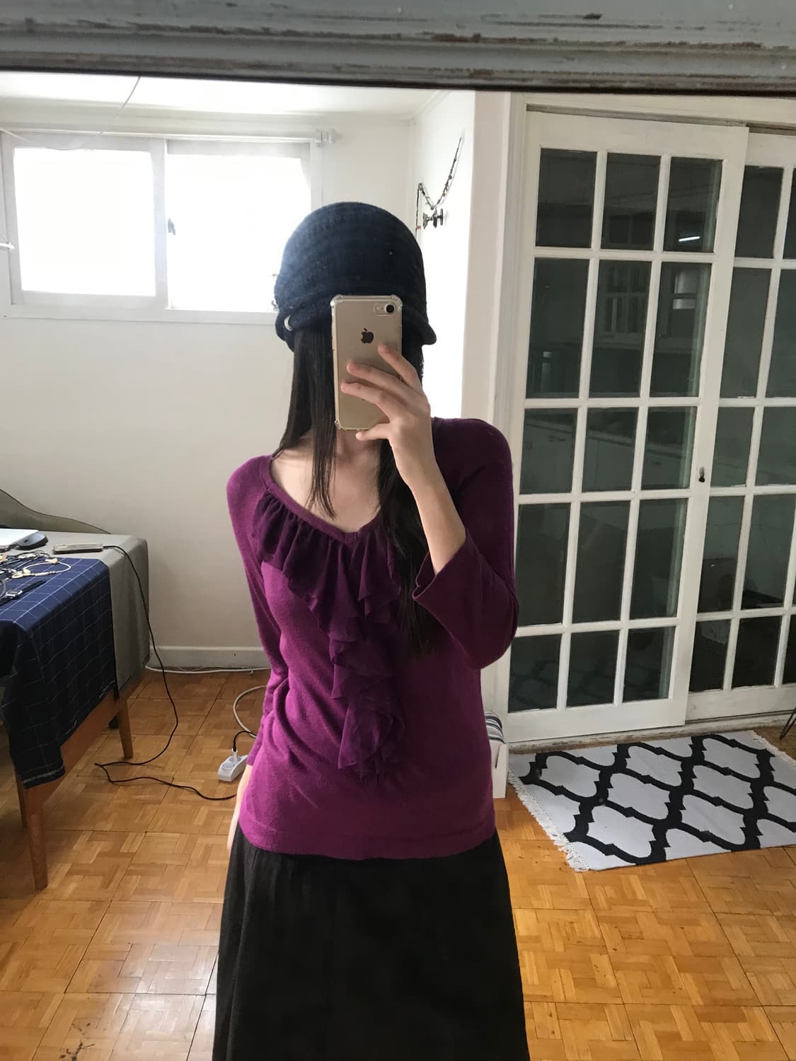 vintage purlpe frill top 상품이미지2