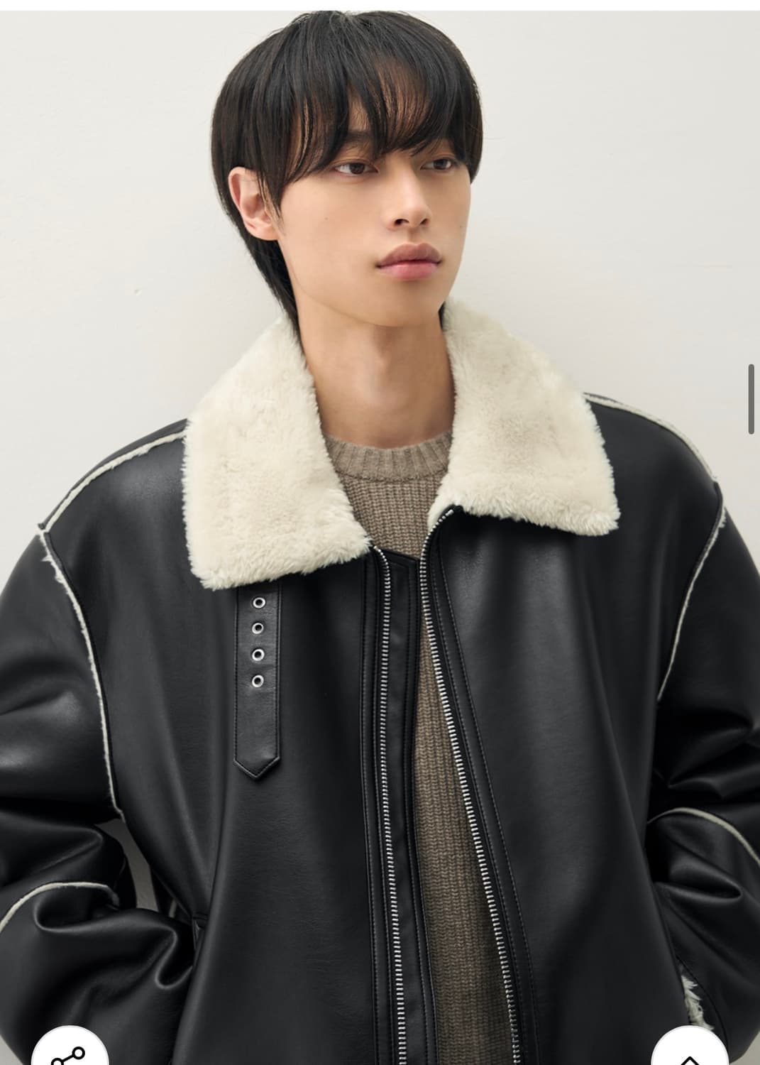 (XL) 드로우핏 오버사이즈 라인 무스탕 자켓 [IVORY] 판매 상품이미지6