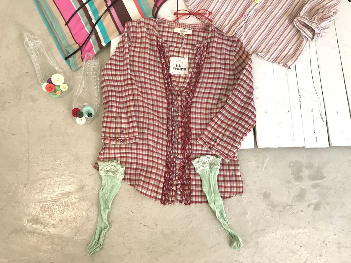 Hollister 레드 체크 7부 셔츠 상품이미지7