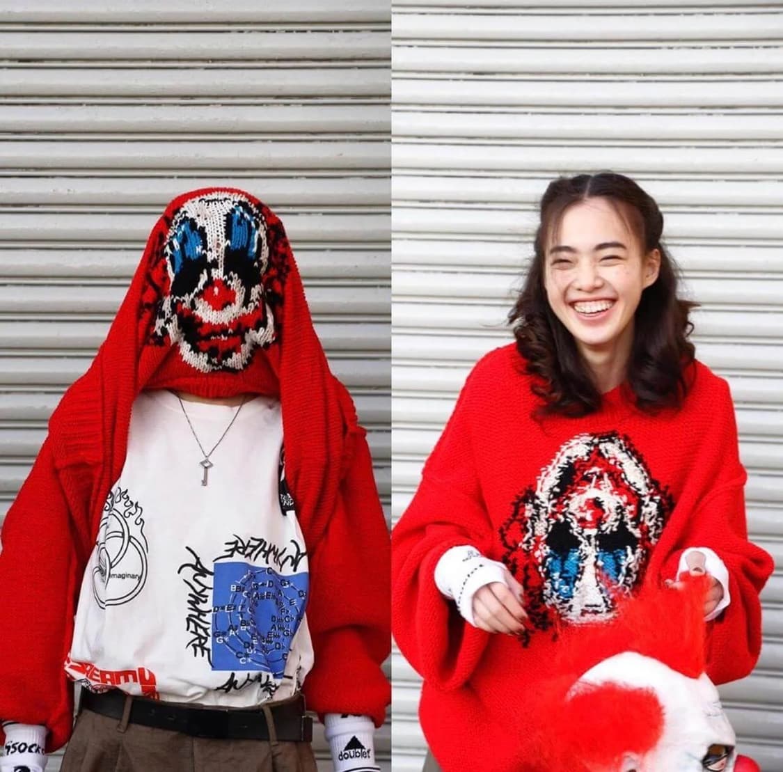 더블렛 FW19 조커 마스크 니트 스웨터 M 상품이미지5