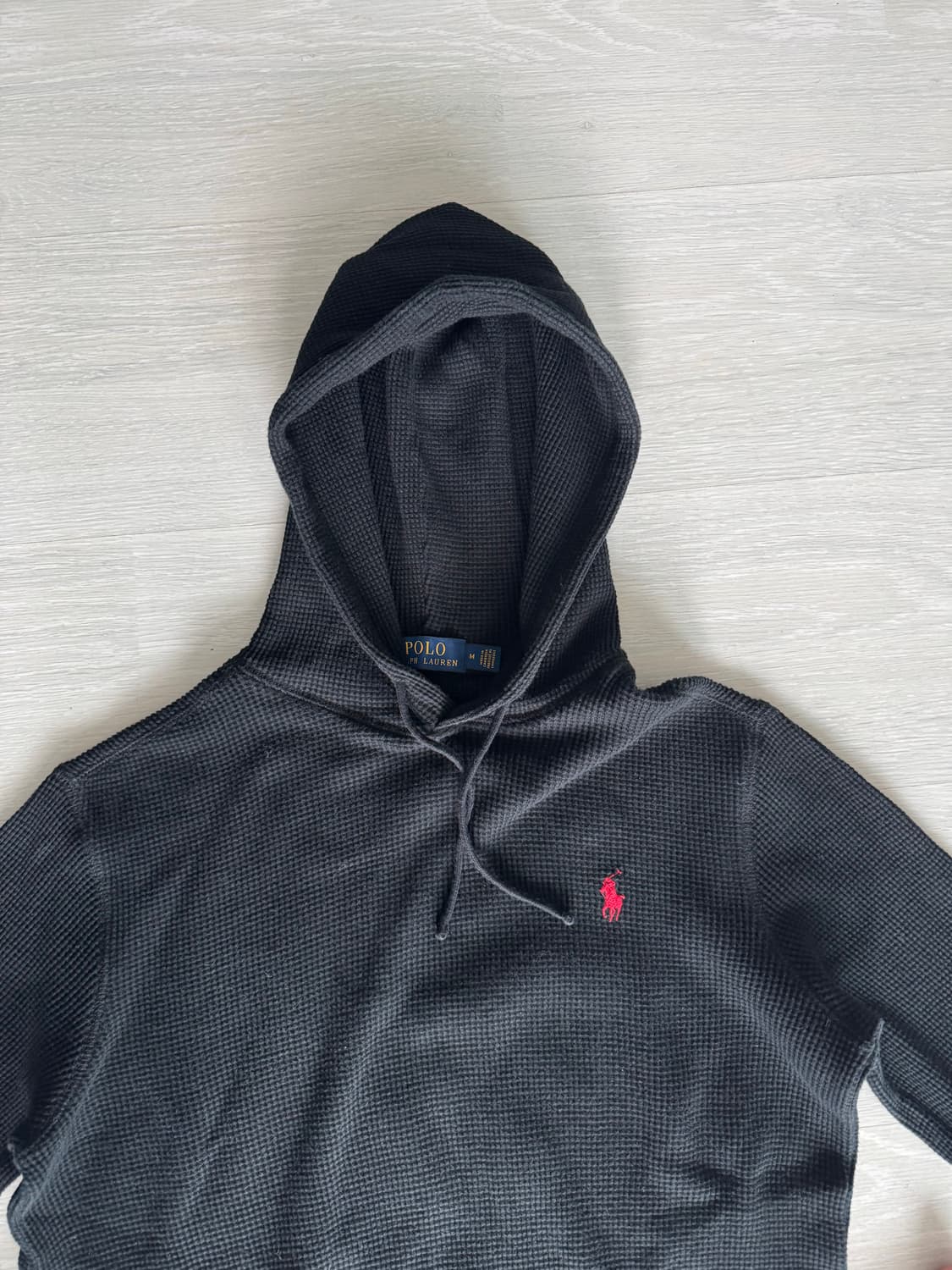 폴로 랄프로렌 와플 씨멀 니트 후드티 블랙 상품이미지3