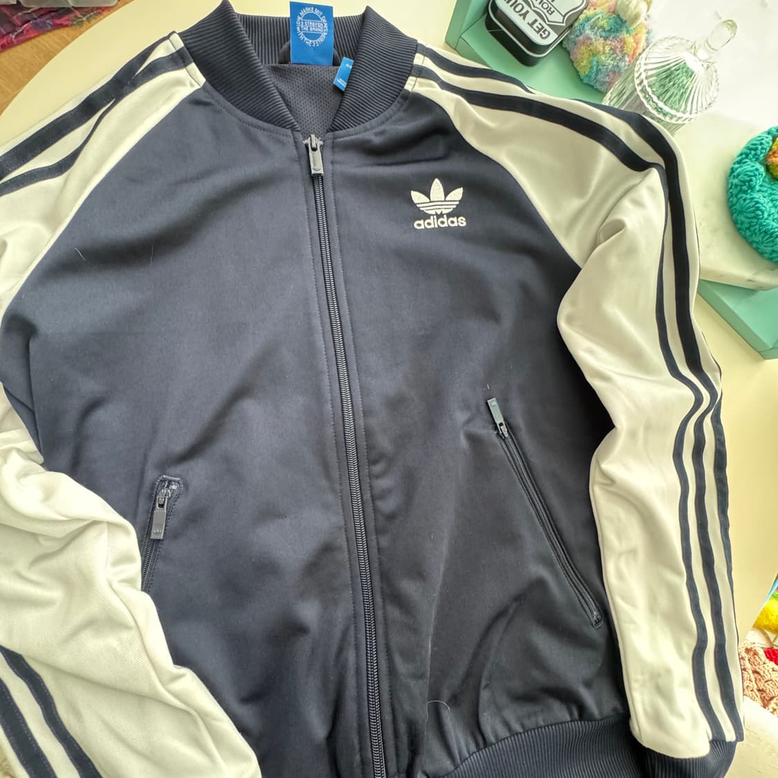 아디다스 네이비 아이보리 삼선 져지 여성 90사이즈 상품이미지7