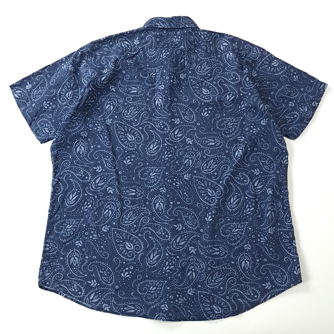 CK257 L 폴로 90s 린넨 페이즐리 로얄 네이비 반팔 셔츠 남방 상품이미지6