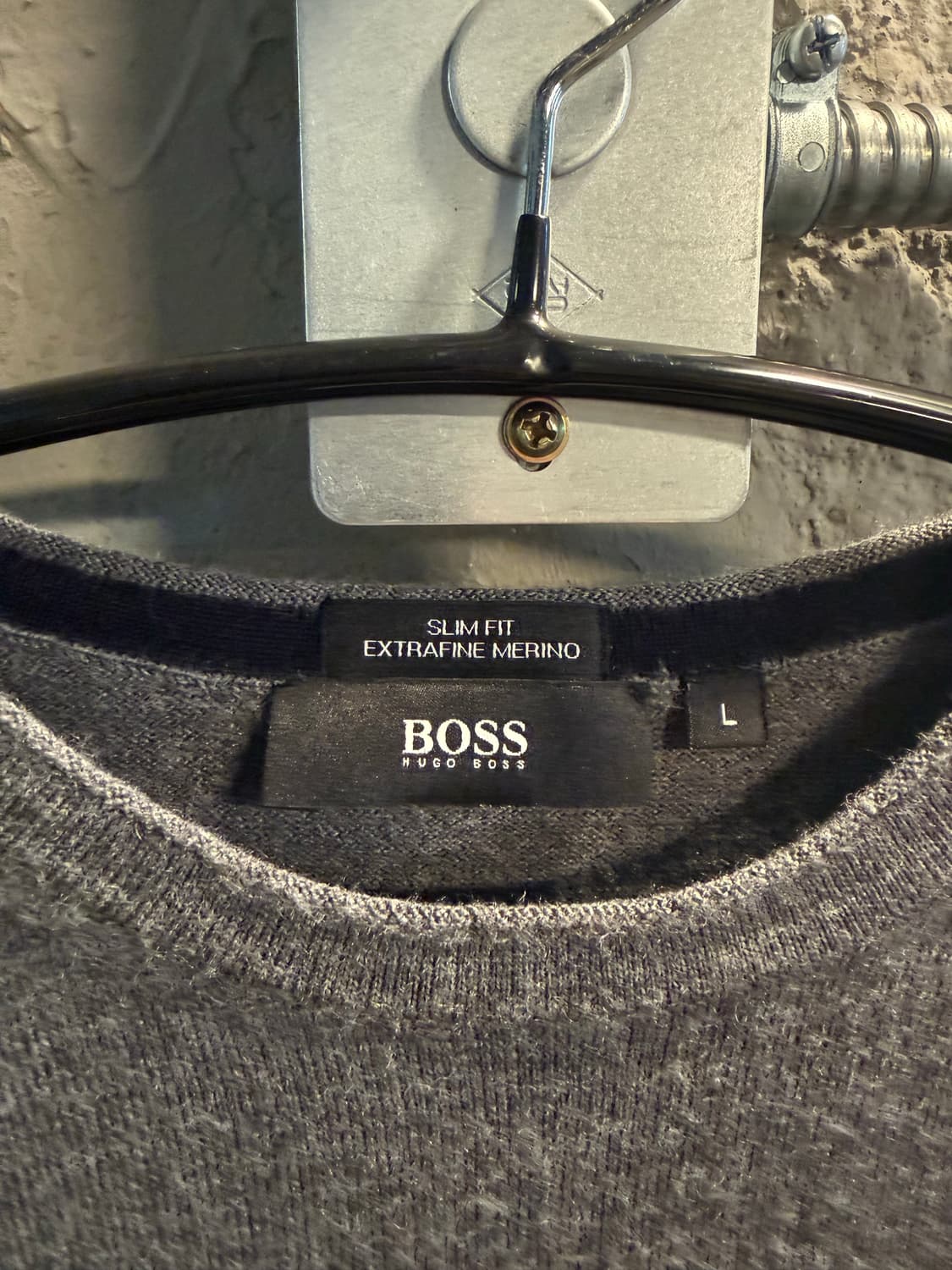 L 보스 BOSS 엑스트라파인 메리노 울 슬림핏 니트 그레이 상품이미지6