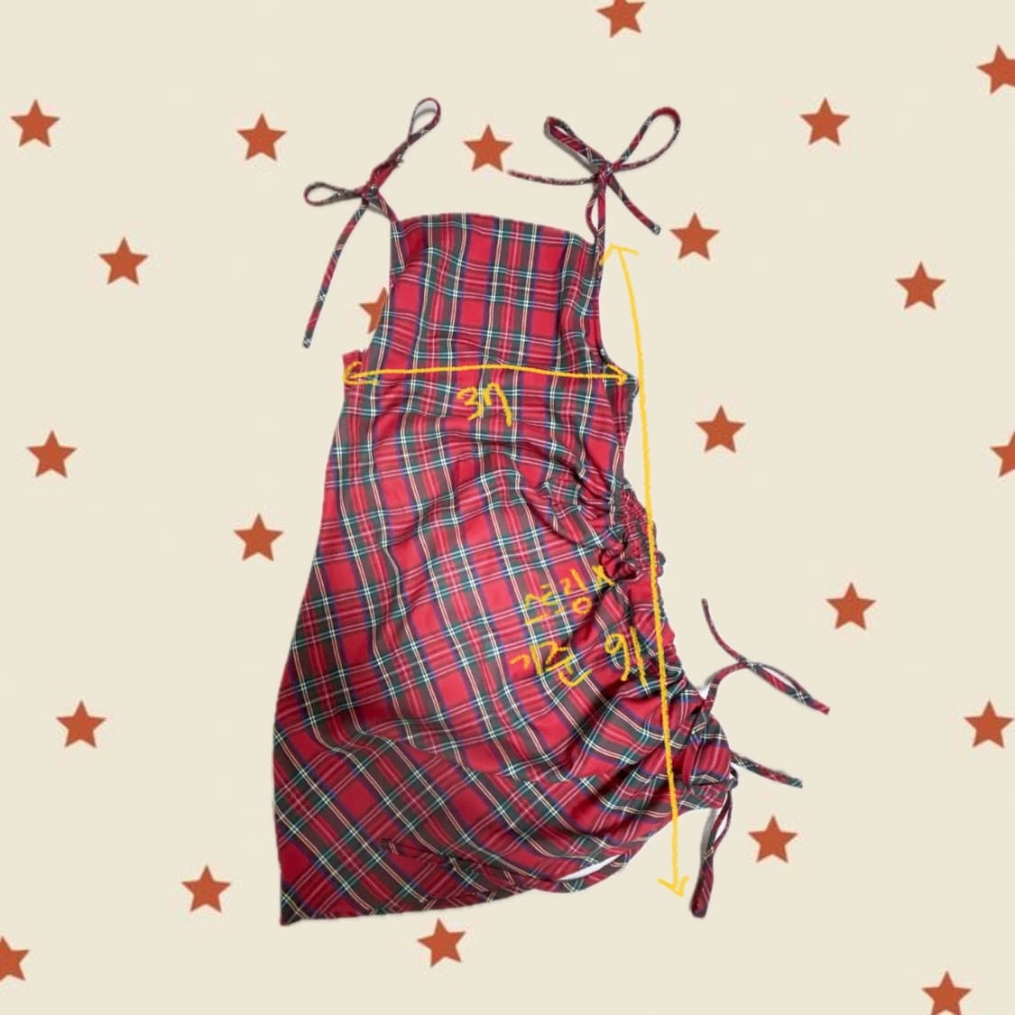 빈티지 레드 체크 언발란스 원피스 상품이미지2