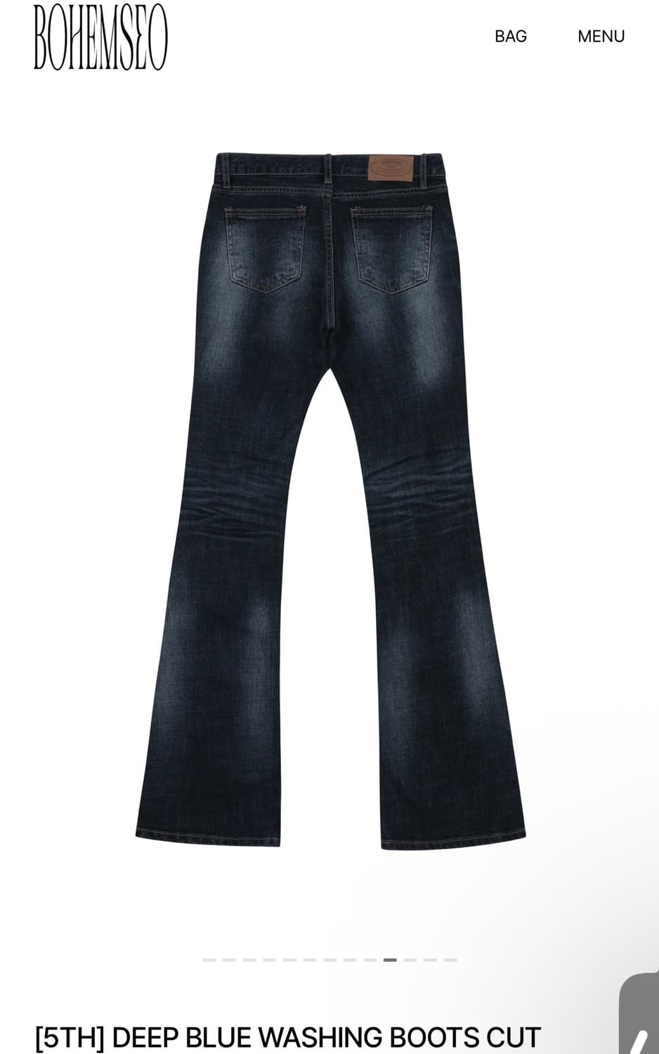 보헤미안서울) 딥블루 워싱 부츠컷 데님 팬츠 L 상품이미지2