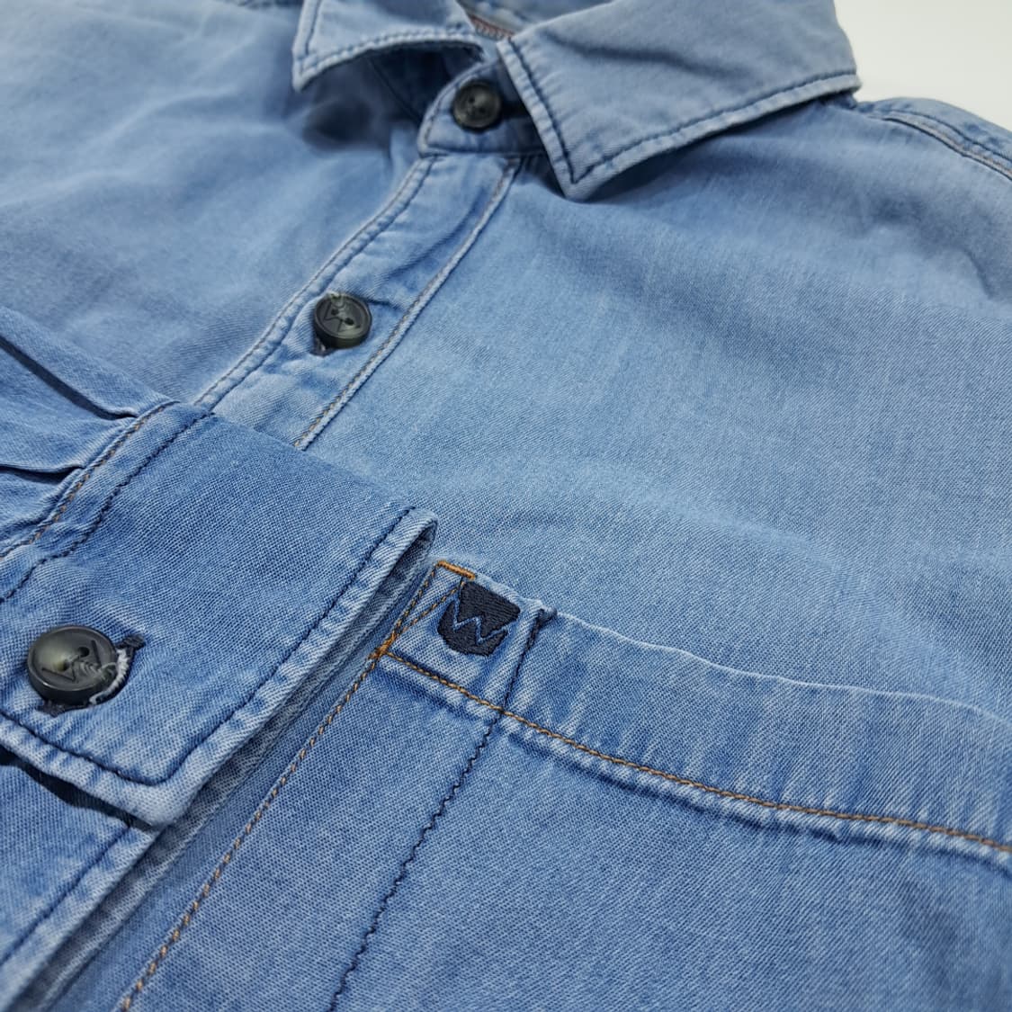 CL887 S 랭글러 슬림핏 라이트인디고 데님셔츠 남방 상품이미지4