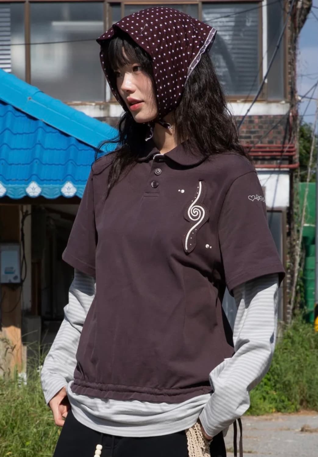 루나키후 모넬로 레이어드 스트라이프 롱슬리브 브라운 사이즈1 BROWN 상품이미지3